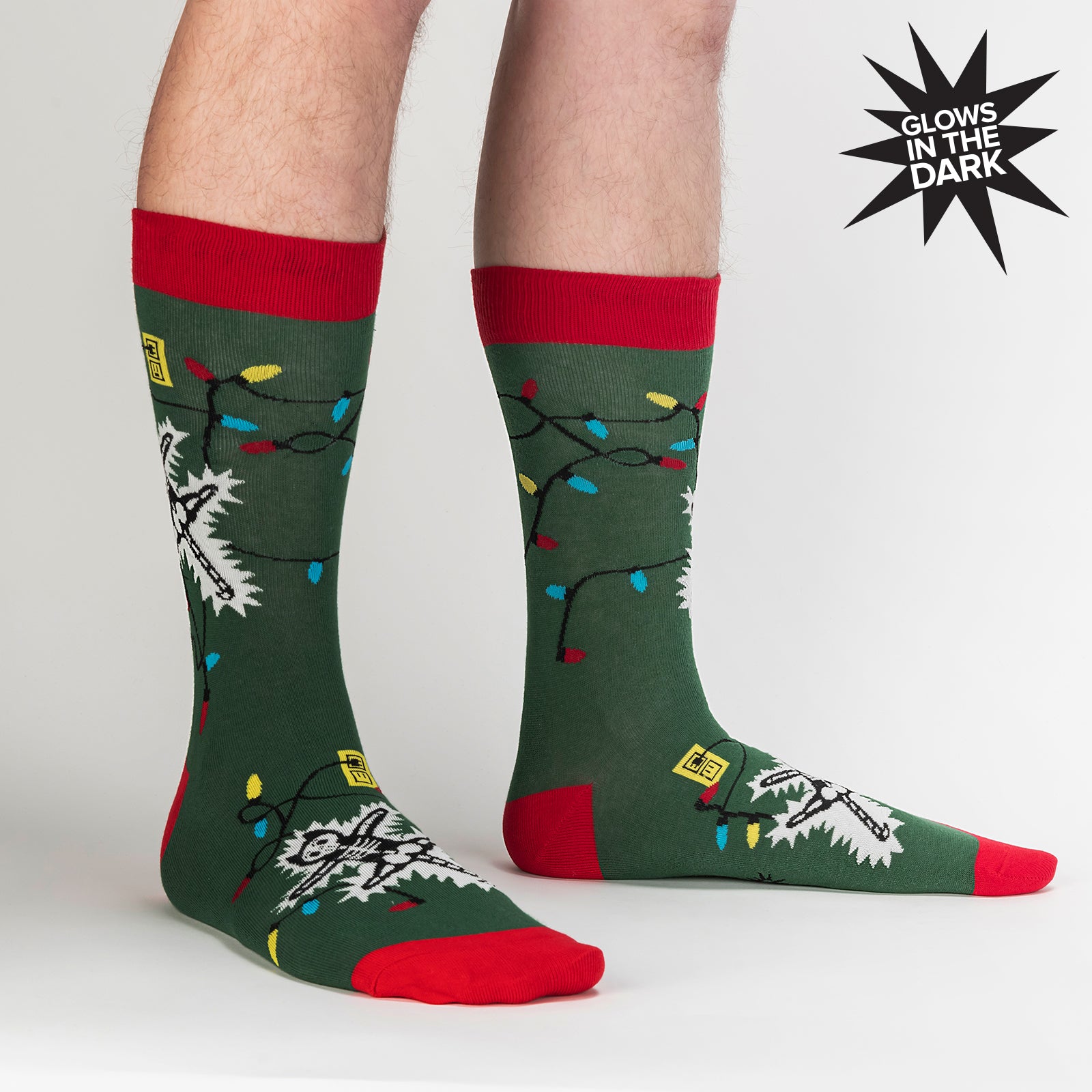 Eating Light | Funny Christmas Crew Socks - Green | Men's Eating Light | Funny Christmas Crew Socks - Green | Men's